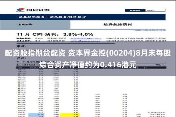 配资股指期货配资 资本界金控(00204)8月末每股综合资产净值约为0.416港元