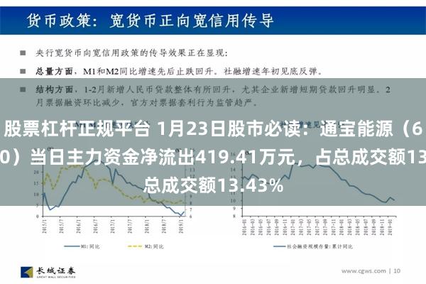 股票杠杆正规平台 1月23日股市必读：通宝能源（600780）当日主力资金净流出419.41万元，占总成交额13.43%